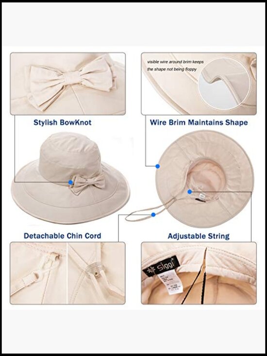 Cotton Bucket Hat Wide Brim Sun Protection Foldable Travel Beach Gardening